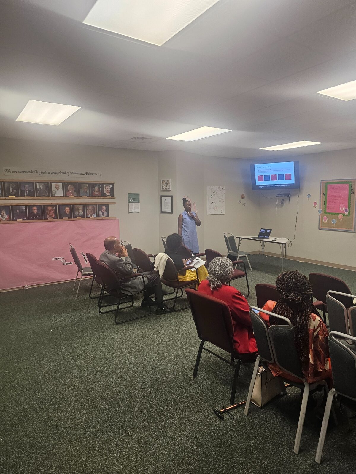 Church members participating in an educational session